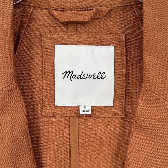 MADEWELL Linen Dorset Blazer Womens Small Brown Warm Hickory Lightweight Travel - Picture 10 of 15